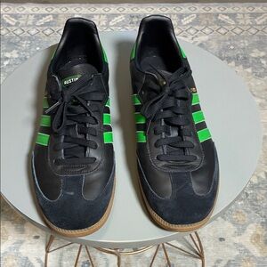 Adidas Men's Black and Neon Green Sneakers